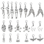 20шт 10 стили подвеска из сплава в тибетском стиле украшения, с карабин-лобстерами , череп, летучая мышь и скелет