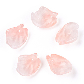 Baking Painted Transparent Glass Petal Beads, Wintersweet