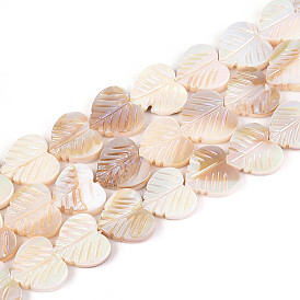 Гальванизированные нити резных бусин из натуральных пресноводных ракушек, AB цвет, сердце