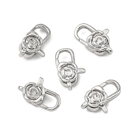SHEGRACE Brass Lobster Claw Clasps, Rose Flower, Cadmium Free & Lead Free & Nickel Free
