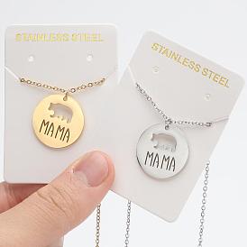 MAMA Stainless Steel Mother's Day Necklace Women's Versatile South American Mother Bear Pendant Clavicle Chain