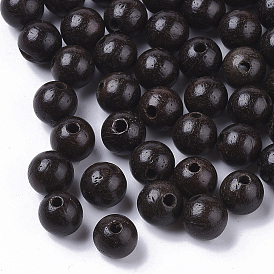 Natural Wood Beads, Waxed Wooden Beads, Dyed, Round