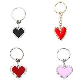 Pixelated Heart Keychain with Mosaic Design for Bags and Accessories