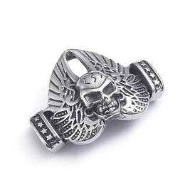 Ретро 304 звенья из нержавеющей стали, для изготовления кожаных браслетов, череп голова с крылом