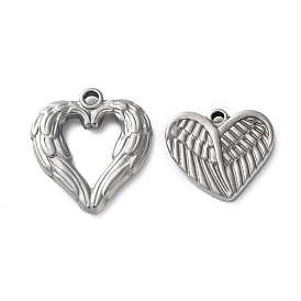 304 подвески из нержавеющей стали, подвески в виде крыльев сердца, анти-тускнение