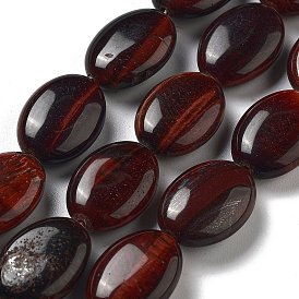 Natural Tiger Eye Beads Strands, Dyed & Heated, Flat Oval