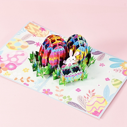 Rectangle 3D Easter Egg Pop Up Paper Greeting Card,  Easter Day Invitation Card