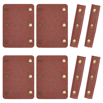 8 шт. кожаные накладки на ручки сумок, нескользящие лямки для сумок с 3 застежками-кнопками, прямоугольные, античное золото 