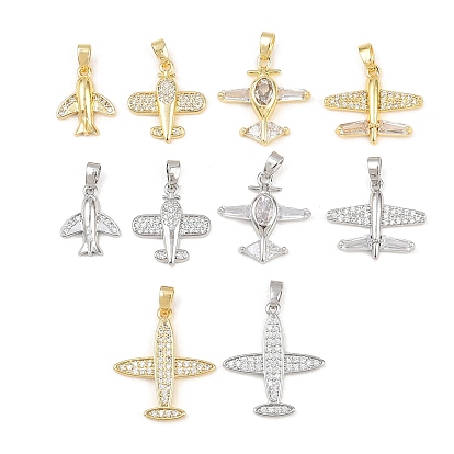Латунные микропаве прозрачные подвески с фианитом, прелести самолета