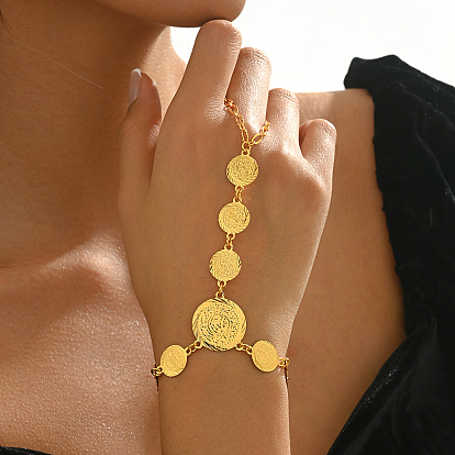 Элегантные латунные браслеты в стиле Ближнего Востока с монетами для женщин