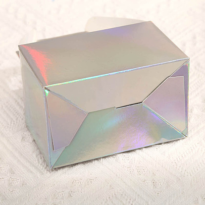 Laser Style Folding Paper Gift Box, Rainbow Color Food Packaging Box, Rectangle