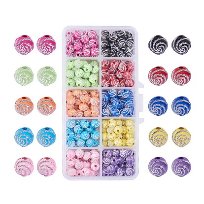 Plating Acrylic Beads, Metal Enlaced, Round