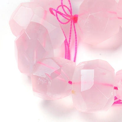 Natural Rose Quartz Beads Strands, Faceted, Polygon