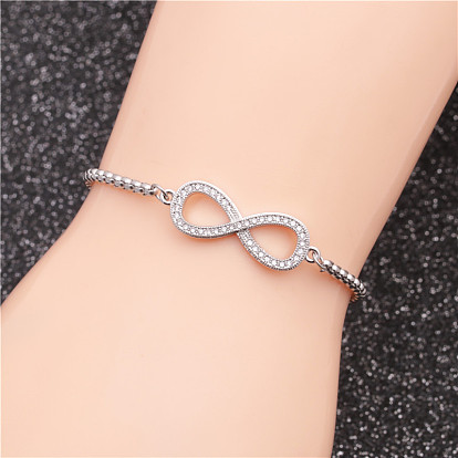 Stainless Steel Adjustable Bracelet for Men - Silver Color Infinite Chain Jewelry