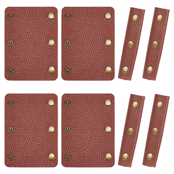 8 шт. кожаные накладки на ручки сумок, нескользящие лямки для сумок с 3 застежками-кнопками, прямоугольные, античное золото 