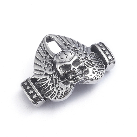 Ретро 304 звенья из нержавеющей стали, для изготовления кожаных браслетов, череп голова с крылом