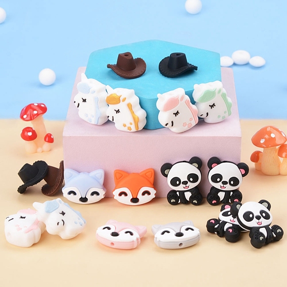 Мультяшные силиконовые фокусные бусины