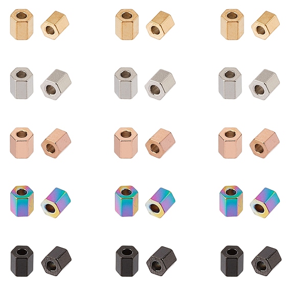 PVD Vacuum Plating 304 Stainless Steel Spacer Beads, Hexagon