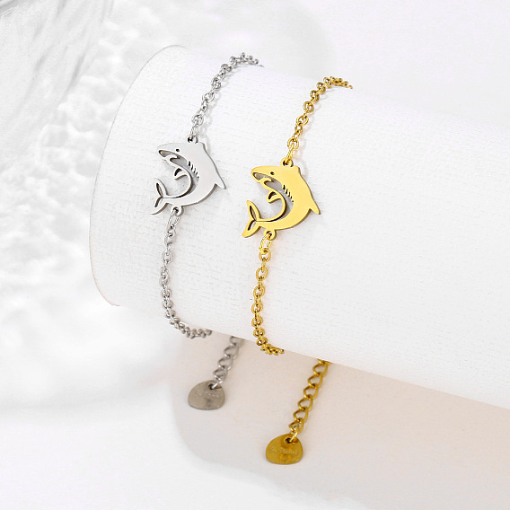 Summer Beach 201 Stainless Steel Shark Link Bracelets