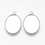 201 Stainless Steel Pendant Cabochon Settings, Plain Edge Bezel Cups, Oval