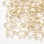 Brass Linking Rings, Cadmium Free & Nickel Free & Lead Free, Star, Real 18K Gold Plated