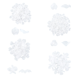 120g 4 Style Transparent Acrylic Pendants, Frosted, Petal