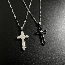 Collares con colgante de cruz religiosa de aleación acrílica, Platino
