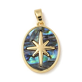 Brass Resin Pendants, Oval with Star