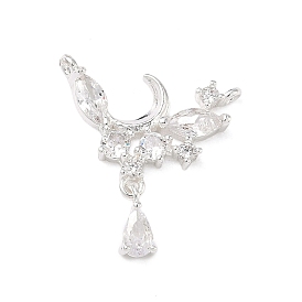 Латунные микропаве прозрачные подвески с фианитом, слезинки