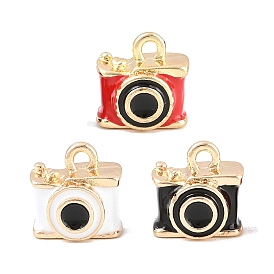 Alloy Enamel Pendants, 3D Camera Charms, Golden