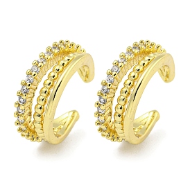 Brass Micro Pave Cubic Zirconia Cuff Earrings, for Women