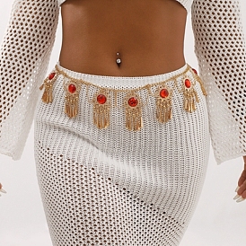 Ceintures à chaîne en alliage de zircone cubique avec pompon en forme de fleur pour femmes, or
