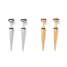 304 Stainless Steel Ear Taper Stretcher with Rubber, Cone Gauge Earrings for Woman Men