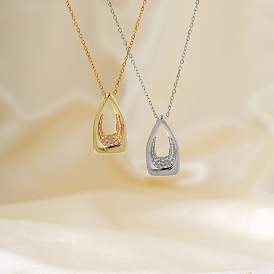 Элегантные латунные ожерелья с подвесками в форме слезы из прозрачных кубических цирконий с микропаве для повседневного ношения