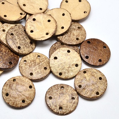 Dyed Flat Round 4-Hole Coconut Buttons, 30x4~6mm, Hole: 3mm