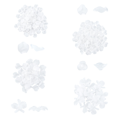 120g 4 Style Transparent Acrylic Pendants, Frosted, Petal