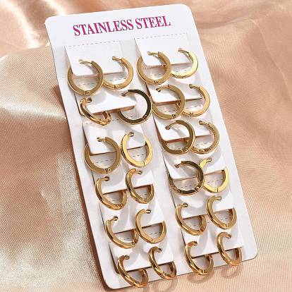 Серьги из 201 нержавеющей стали, с 304 штифтов из нержавеющей стали, вакуумное покрытие pvd, Кольцевая форма