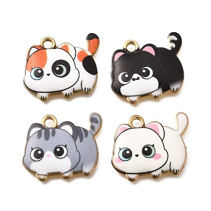 Подвески из эмали и сплава, очарование в форме кошки, золотой свет