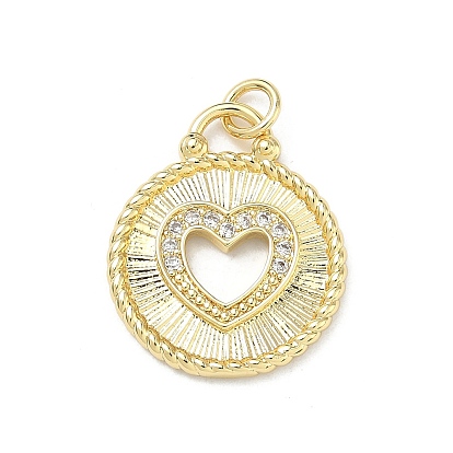 Латунные микропаве прозрачные подвески с фианитом, плоские круглые прелести