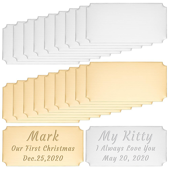 20 шт. 2 цветные самоклеящиеся 201 визитные карточки из нержавеющей стали, прямоугольные