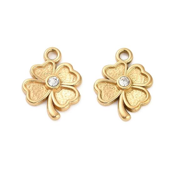 304 кулон из нержавеющей стали со стразами., ионное покрытие (ip), клевер амулеты