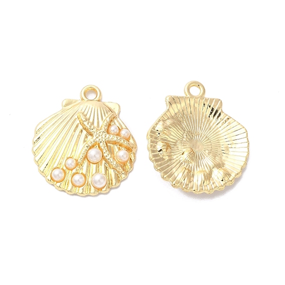 Подвески из эмали и сплава, ABS имитация жемчуга, золотые, морская звезда