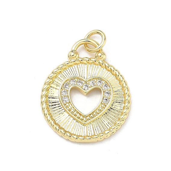 Латунные микропаве прозрачные подвески с фианитом, плоские круглые прелести