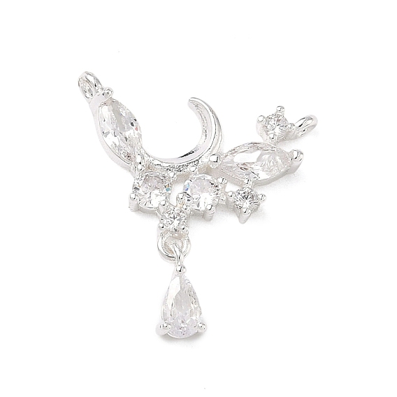 Латунные микропаве прозрачные подвески с фианитом, слезинки