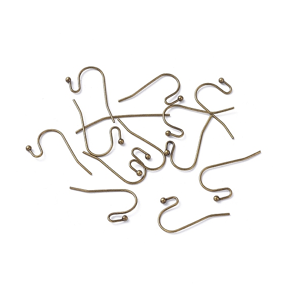 Латунь серьги крючки для серег конструкций, провод уха, без свинца и без кадмия, 21x12 мм, 21 датчик, штифты : 0.7 мм