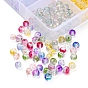 8 couleurs perles de verre peintes par pulvérisation transparent, avec une feuille d'or, ronde