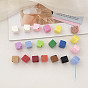Perles européennes opaques acrylique, Perles avec un grand trou   , cube