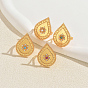 Brass Micro Pave Cubic Zirconia Finger Rings for Women, Teardrop, Golden