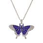 Butterfly Rhinestone Pendant Necklaces, with Platinum Alloy Chains