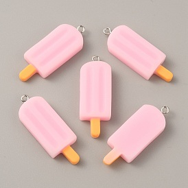 Непрозрачные подвески смолы, с платиновыми тоновыми железными петлями, мороженое прелести